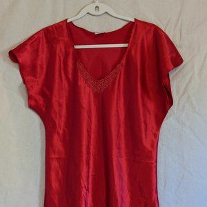 Romantic Moods Night Gown Red Cap Sleeve Nightgown